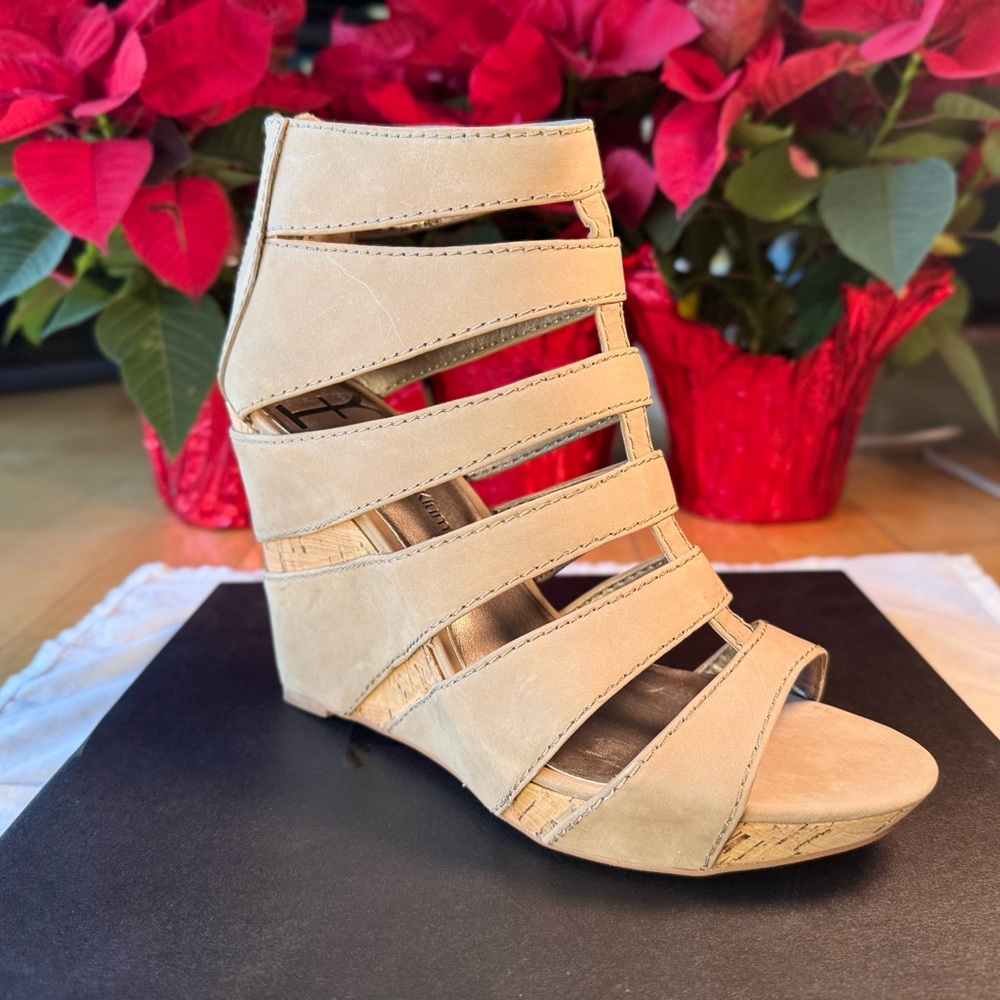 Cadence Taupe Women’s Strappy Wedge Sandals